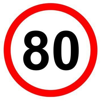 Наклейка ограничение скорости 80 км/ч &Oslash; 130 мм PN430166 фото